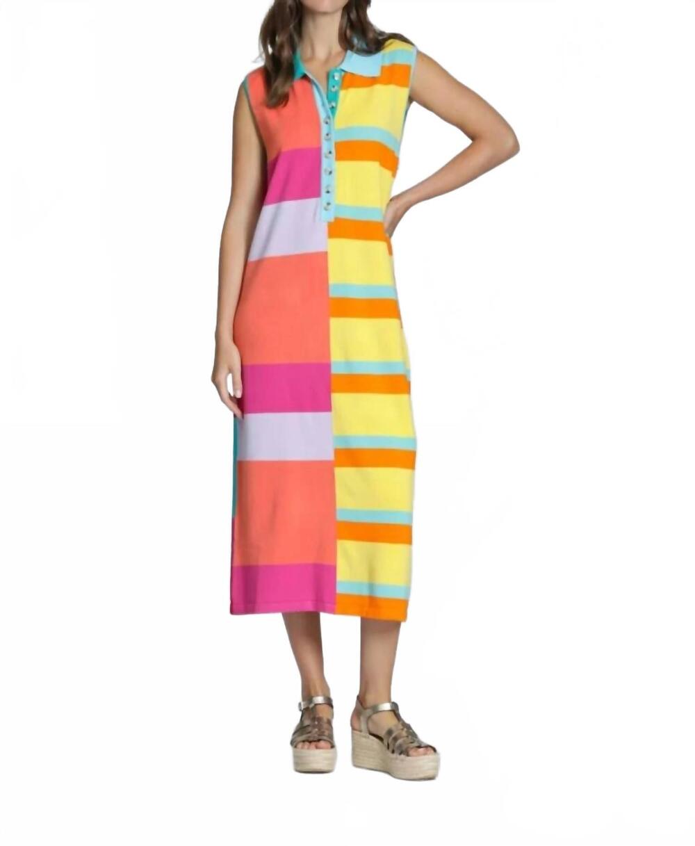 NEW APNY women's stripe polo knit dress in multicolor